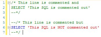 “In-line Comment Block” Trick in SQL Server T-SQL